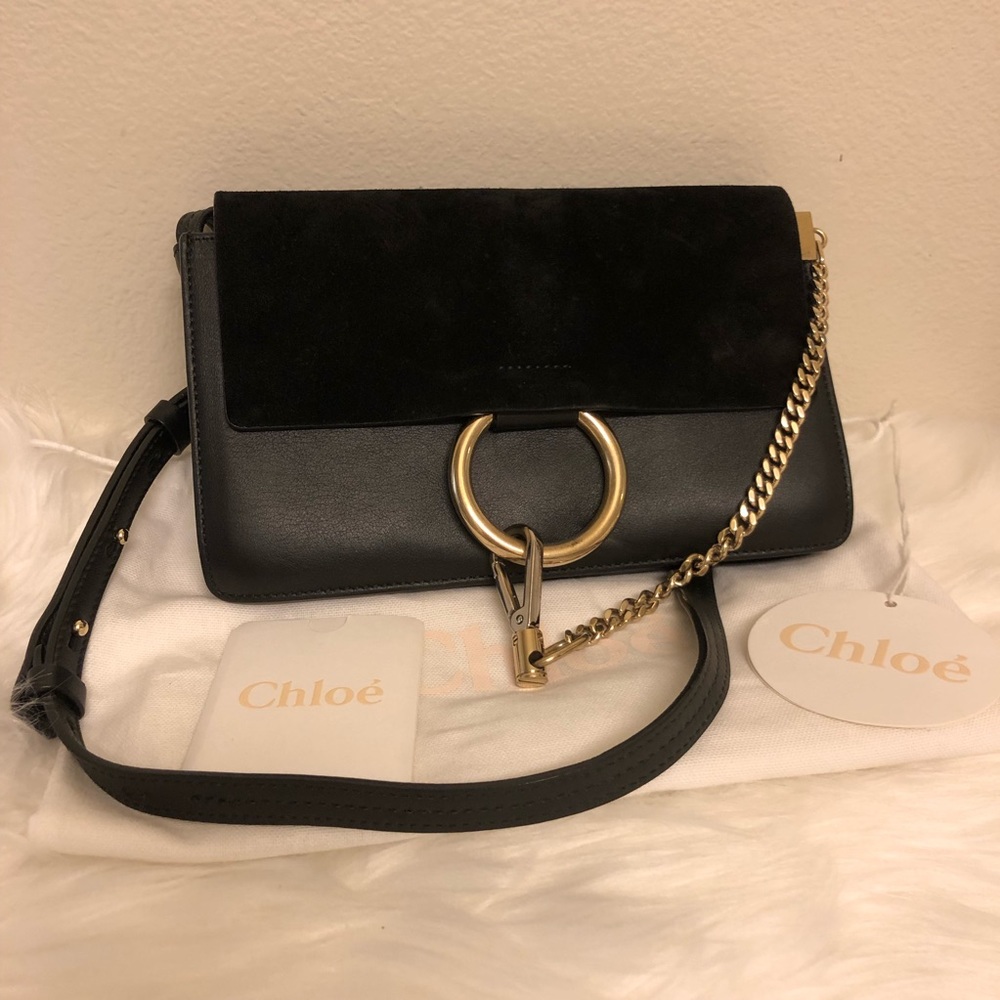 Chloe Black Leather/Suede Small Faye Bag